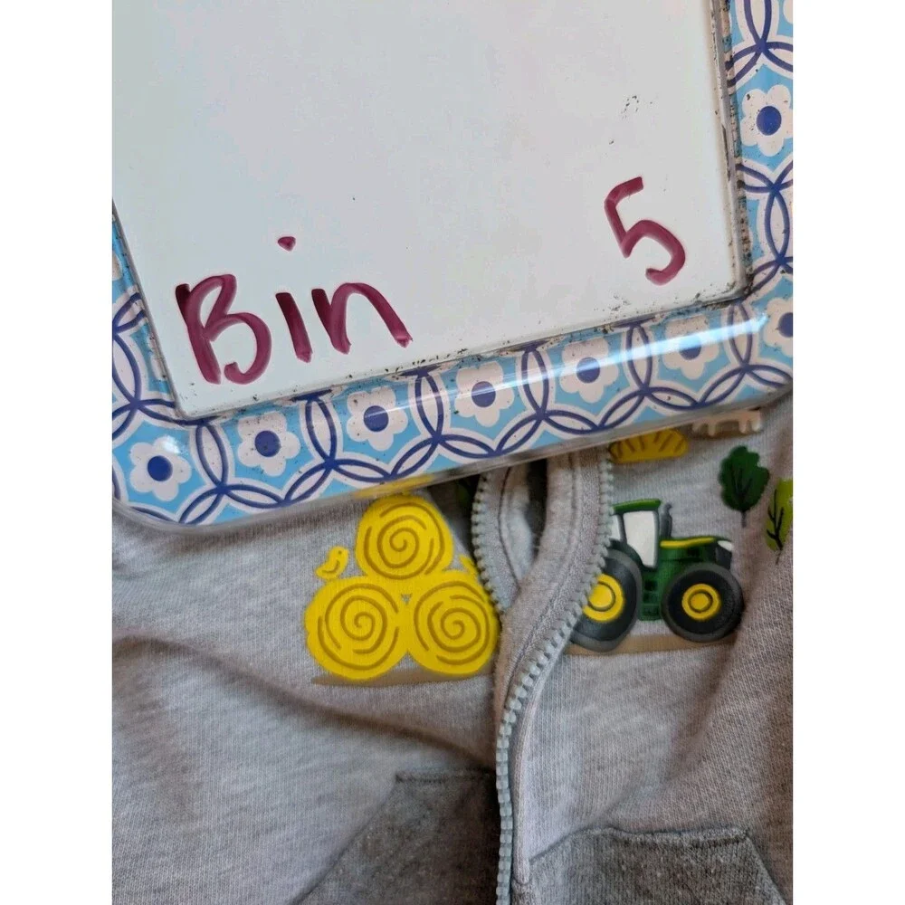 John Deere Toddler Gray Tractor Front Zip Hoodie Sweatshirt 18M Farm Animal Cows